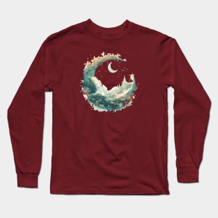 Summer Ending Jackalope moon scenery Long Sleeve T-Shirt